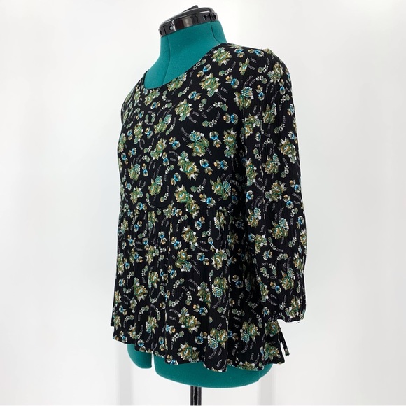 BONGO Floral Patterned 3/4 Sleeve Corset Back Blouse, Medium - Picture 3 of 16